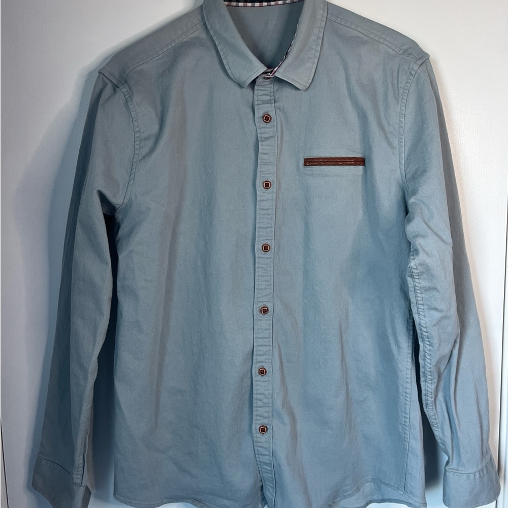 Casual Men's Blue Button Down Shirt